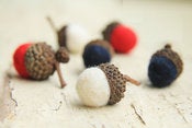 Image of Patriotic RED WHITE & BLUE Merino Wool Felted Acorns 
