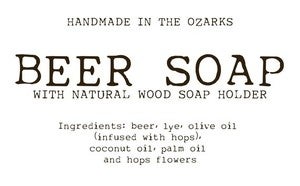 Image of JUST a Lil' BEER Soap with wooden soap dish Gift Set Made In The OZARKS