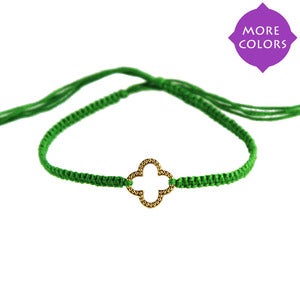 NauticalWheeler — Friendship Bracelet with Clover in Gold :  string bracelet homemade string bracelet clover jewelry friendship jewelry
