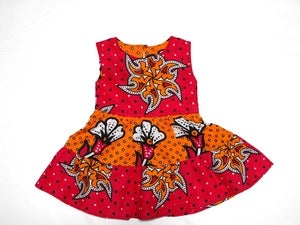 Image of Kenya Tangerine and Pink  Girls Ruffle Dress