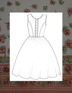 Image of Judith in Peach Floral Boarder Print