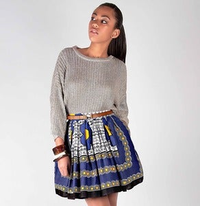 Image of Blue Khanga Print Skirt 