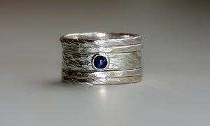 Image of Sarah set with blue sapphire in sterling silver stacking rings