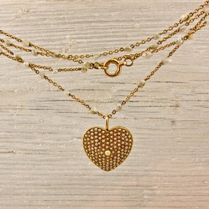 Image of Victorian Gold and Natural Pearl Heart and Chain