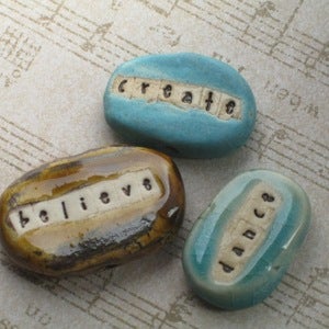 Image of word beads: BELIEVE DANCE CREATE