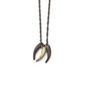 Image of one 14k & two oxidized silver own claws on 28” oxidized silver rope-chain (P24sil14k28)