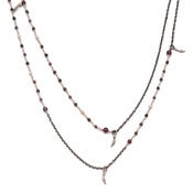 Image of 52" handmade garnet & smoked topaz silver chain with seven small silver branches (P09sil52)