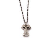 Image of silver caudal vertebrae with pearl on 18" rope chain (P03sil18)