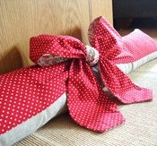 Image of Red Mini Polka Dot Bow Draught Excluder