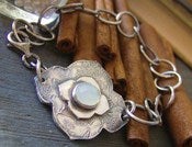 Image of Moroccan Sky... hand stamped fine silver and gem stone hand made bracelet