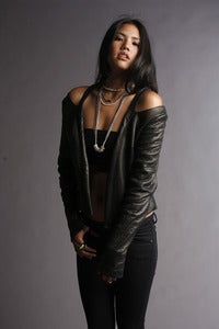 Image of Textured Leather Cutout Jacket