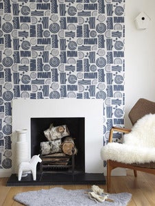 Image of NEW Logpile wallpaper in woodsmoke