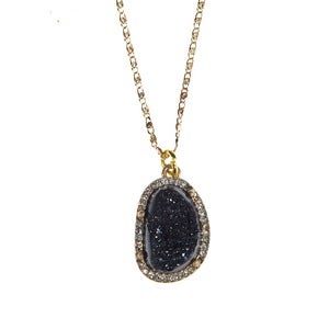 Image of Allayna Druzy Necklace - Black   *As seen in InStyle Magazine