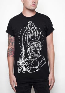 Image of "Praying Hands" on Black Shirt