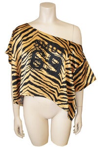 Image of SMUT69 tiger print silk crop t-shirt