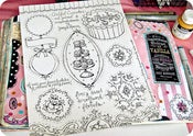 Image of cupcakes, florals & sweet scrolls journal/scrapbook stickers sheet