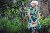 Image of Blue and Green Petal Shirt Dress