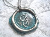 Image of Baby Blue Wax Seal Pendant Necklace