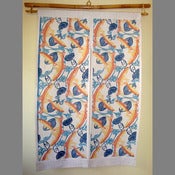 Image of Minnows and Mussels on Linen/Cotton - Katazome Noren (Japanese style entry curtain)