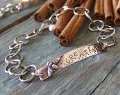 Image of Just Bee.... hand stamped sterling silver id style bracelet.
