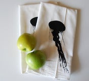 Image of Jellyfish Hand Screen Printed Cotton Tea Towels Set of Two