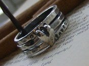 Image of All you need is love hand stamped fine silver stacking ring set