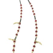 Image of 24” handmade ruby & gold chain w/ five small 14k gold branches (P055rubsil14k24)
