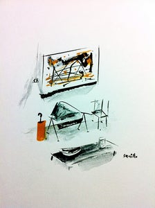 Image of Drawings of Paintings and their Matching Furniture #7