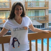 Image of Women's V-neck Kubi the penguin T-shirts