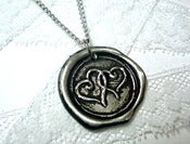 Image of Two Valentine Hearts Painted color of your choice Wax Seal Necklace