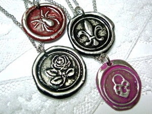 Image of Wax Seal Symbol Necklace Your Choice of Picture and Color