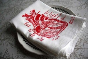 Image of anatomical sweet heart floursack tea towels