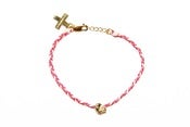 Image of HOLLENBECK SKULL BRACELET - PINK/WHITE (SILVER/GOLD)