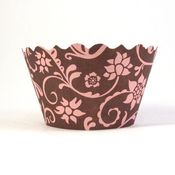 Image of Pink and Chocolate Brown Hannah Cupcake Wrapper
