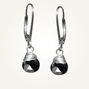 Image of Candy Drop Earrings with Black Spinel, Sterling Silver