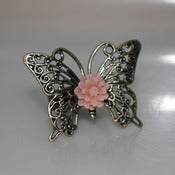 Image of Filigree Butterfly Antique Gold Ring with Blossom