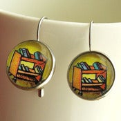 Image of Library Book Cart Earrings Truck Books Jewelry