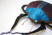 Image of Handmade Fabric Beetle/Coleoptera / Plum and Blue Silk / Cotton