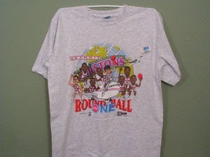 Image of DEADSTOCK VINTAGE DETROIT PISTONS 1989 TEAM CARICATURE T SHIRT