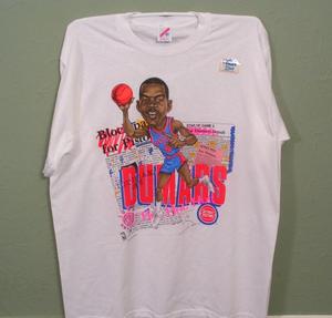 Image of DEADSTOCK VINTAGE DETROIT PISTONS JOE DUMARS CARICATURE T SHIRT
