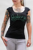 Image of Skelecore Script Scoop Neck in Black - Womens