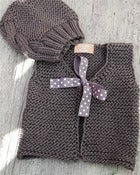 Image of Ensemble bonnet & gilet, laine mérinos & soie