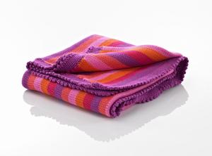 Image of Beautiful Pink Stripe Knitted Blanket by Pebble 