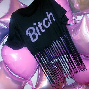 Image of Bitch Fringe top w/ BEADS
