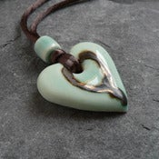 Image of Heart Pendant - Bronze on Sea Green