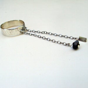 Image of Sterling Silver Pinky Ring with Rough Diamond