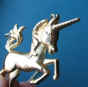 Image of vintage brass unicorn necklace