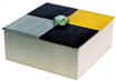 Image of Yellow and Gray Trinket Box with 4 Divisions
