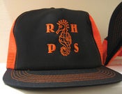 Image of Seahorse Embroidered Hat - Orange & Black 