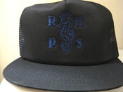 Image of Seahorse Embroidered Hat - Navy Blue & Black 